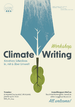 Ankündigungsposter für die Climate Writing Workshops
